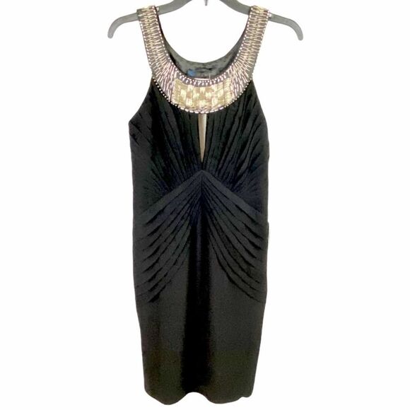 Sue Wong Black Beaded Sleeveless Cocktail Dress Size 6 - Picture 2 of 16